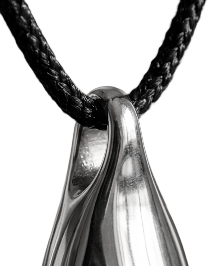 Resonance pendant — close detail of the bail and cord